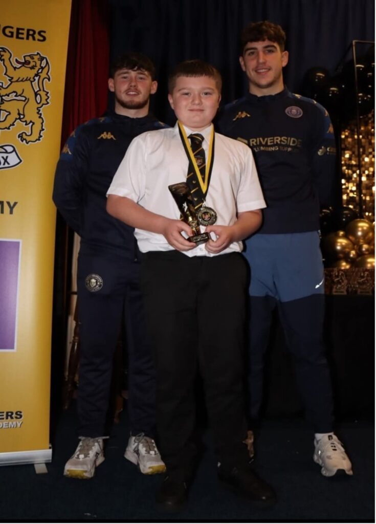 Will Collins received a trophy at his recent Rugby League Presentation. Most improved player for Leigh Miners.