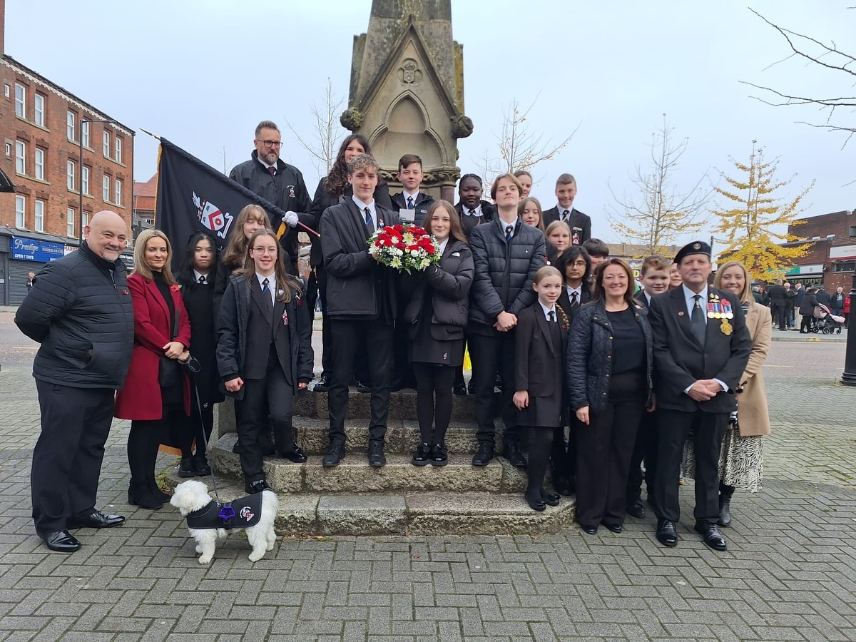 Our school representatives at the Tyldesley Remembrance Sunday Parade.