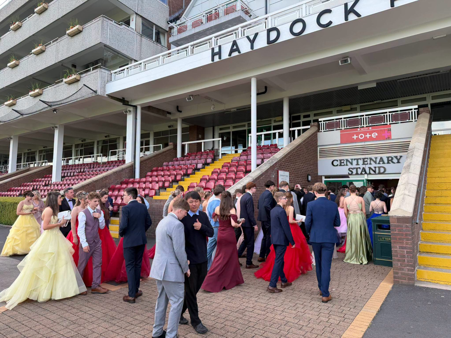 Last week: Last Friday we held our Year 11 prom at Haydock Park Racecourse.