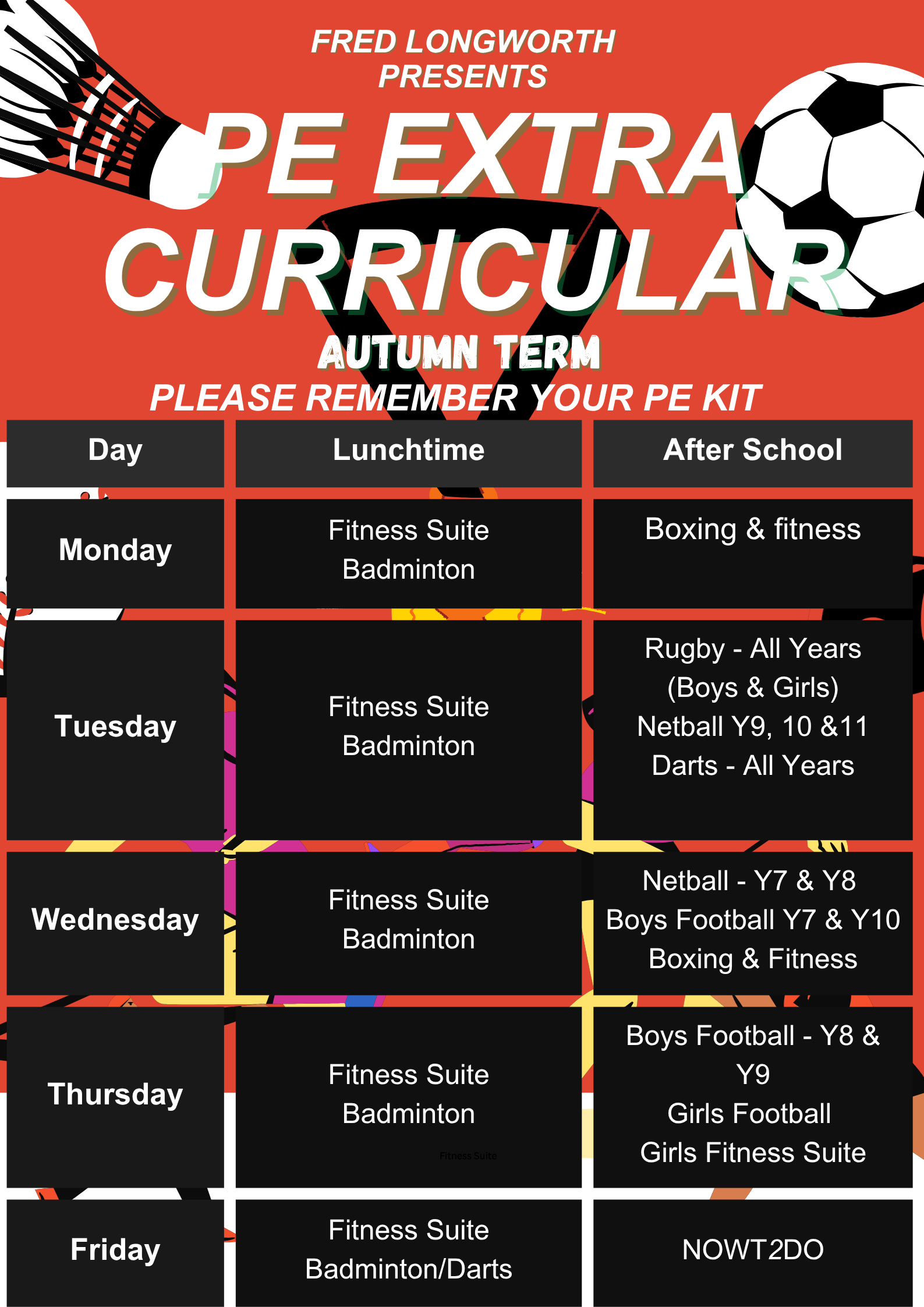 PE Timetable